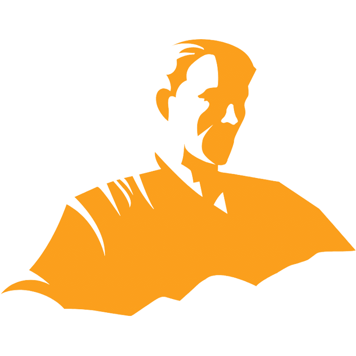 An orange silhouette of Hector, the icon for Hector's Hard products